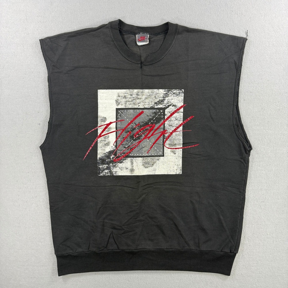 Vintage 90 Nike Air Jordan Flight Sweatshirt Men Large Black Sleeveless Crewneck
